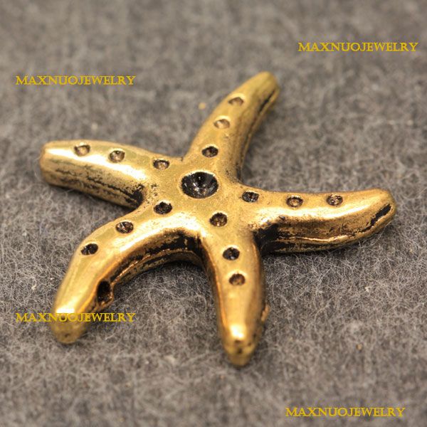 5pcs Gold Plated Vintage Starfish Charms Jewelry Findings 26.27mm*13 