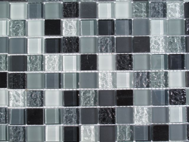 Gray Glass & Stone Mix Mosaic Tile / 22 sq ft / Kitchen Backsplash 