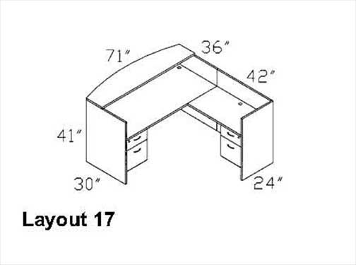 4pcs 71 x 78 Reception Office Desk Set, #OTG SL R2  