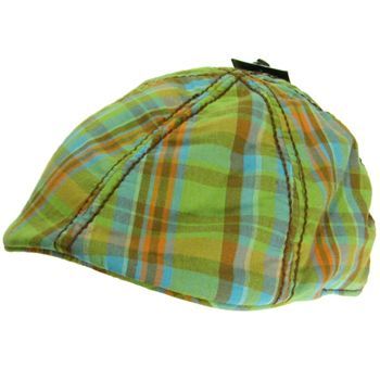 Summer Cotton 6 Panel Plaid Ivy Cabbie Hat Green M/L  