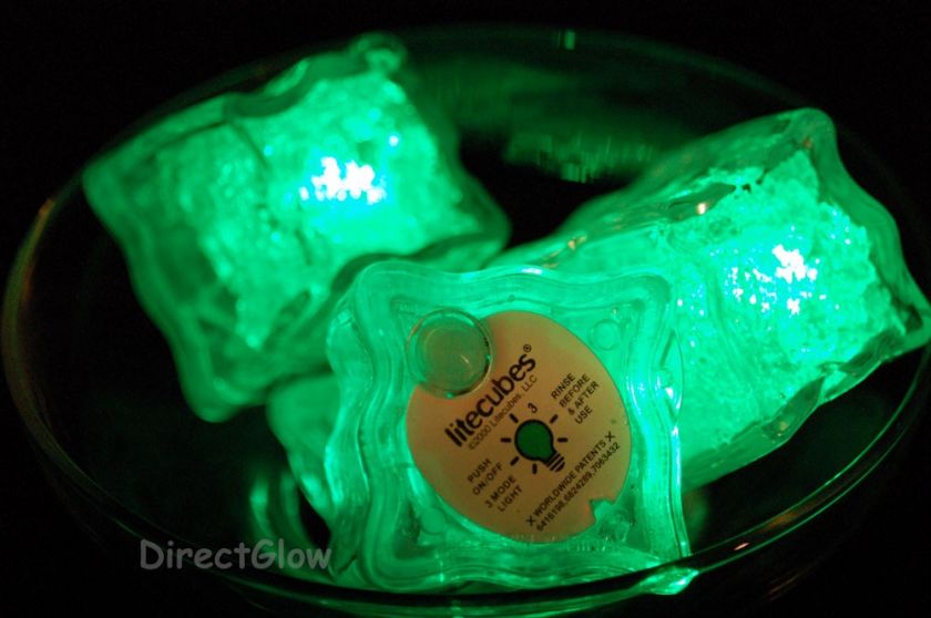 Set of 6 Litecubes GREEN Light up LED Ice Cubes 722301710234  