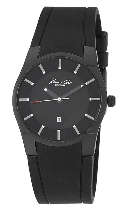 Round KENNETH COLE Ladies Analog New Watch KC2580 Black Rubber Strap 