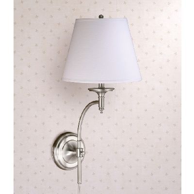 NEW 1 Light Plug In Candle Wall Sconce Lighting Fixture, Nickel, Linen 