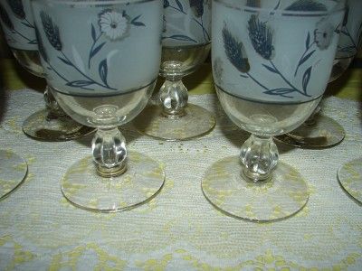 Vintage Nice Lot Of Libbey Silver Wheat Glasses/Gobblets Set Frosted 