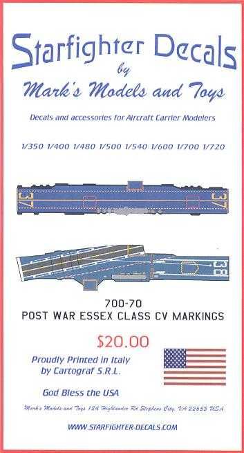 Starfighter Decals 1/700 U.S.S. ESSEX CLASS CARRIER Markings  