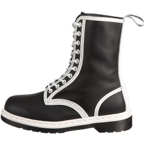 DR MARTENS Doc Martins Pierre 10 Eye Boot Black/White WOMENS SIZE 5 