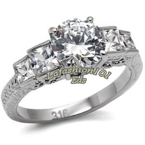   Princess 316L Stainless Steel Womens Wedding/Engagement Ring SZ 5 10