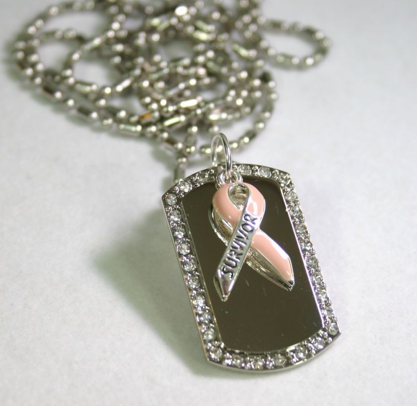 BREAST CANCER SURVIVOR TAG NECKLACE PENDANT CHARM  