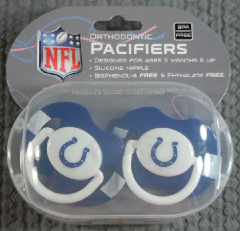 NFL NIB PACIFIER   SET OF 2   INDIANAPOLIS COLTS 812799011712  