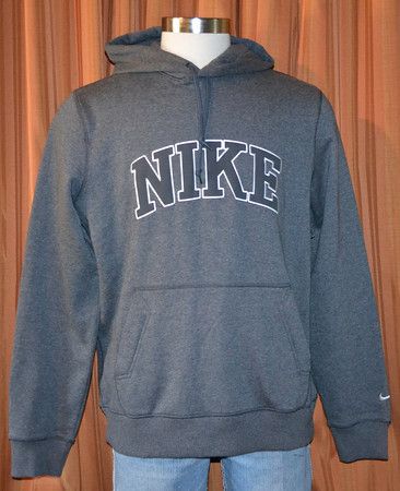 NIKE GRAY HOODIE HOODED SWEATER COTTON BLEND SWEATSHIRT MENS LARGE 