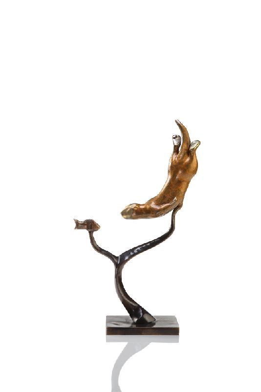 Brass Sea Otter Catching Fish Swimming Statue Sculpture  