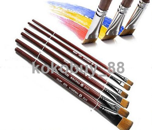 H5458 New 6 Brown Art Artist Supplies Nylon Paint Brushes A  