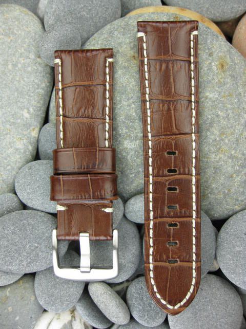 24mm Gator Leather Strap Band 44 PANERAI Tang Buckle 24  