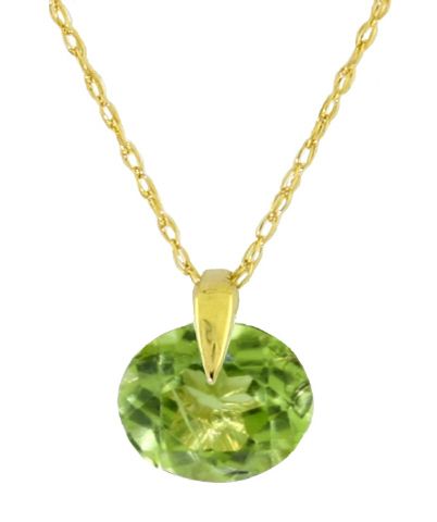 NATURAL PERIDOT SOLITAIRE NECKLACE   IN 14K YELLOW GOLD  