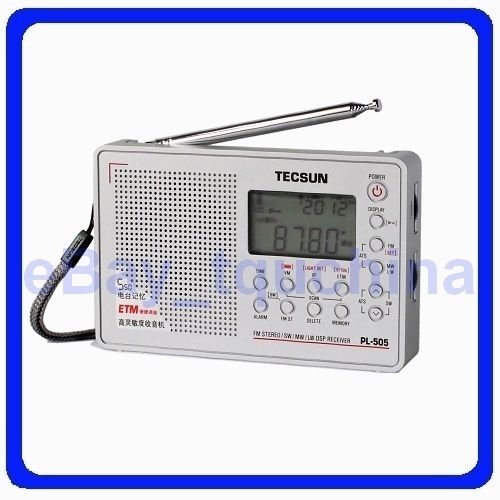   DSP FM MW LW SW AM SHORTWAVE TECSUN PL505 PORTABLE RADIO SILVER  