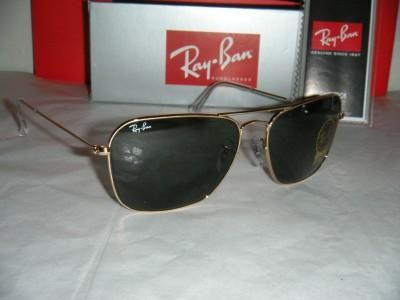 Ray Ban CARAVAN GOLD RB 3136 001 55MM GREEN LENSES 55MM 805289003465 