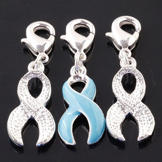   Lobster Clasp Awareness Enamel Dangle Ribbon Beads Charm Bracelets