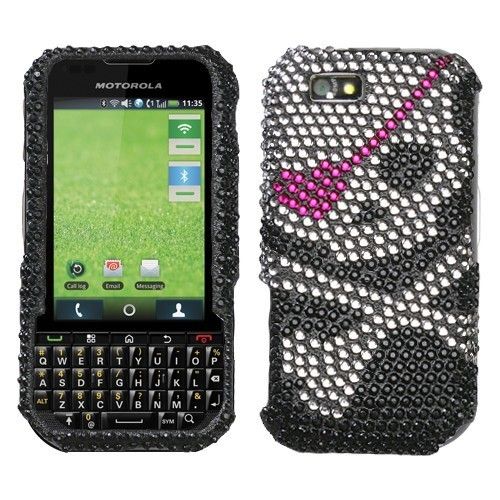 Skull Crystal BLING Hard Case Phone Cover Sprint Nextel Motorola 