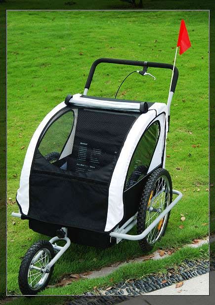   Bicycle Bike Trailer Stroller 2 IN 1 Kids Children White/Black  