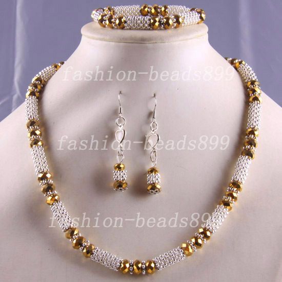 Fashion Swarovski Crystal Beads 18KGP Necklace Bracelet Earrings 