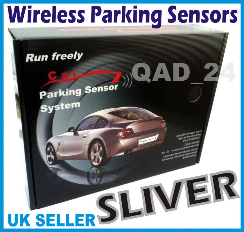 WIRELESS CAR VAN REVERSING SENSORS 4 PARKING KIT LED DISPLAY IN SILVER 