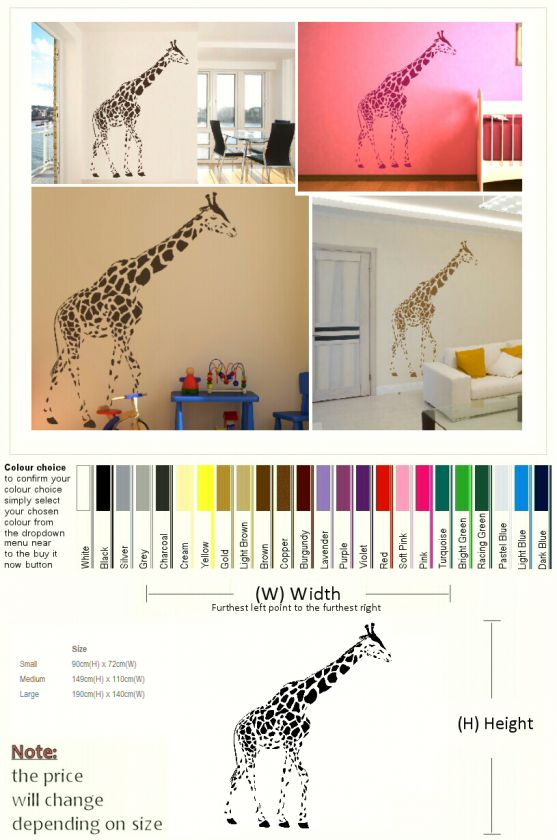 LARGE FULL GIRAFFE Vinyl wall sticker decal african animal huge living 