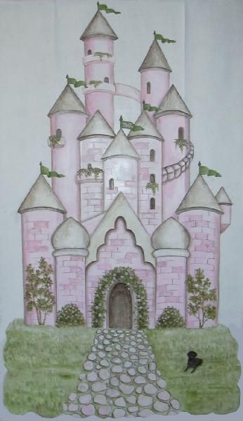 Large CASTLE Mural handpainted Wallpaper Art, murals  