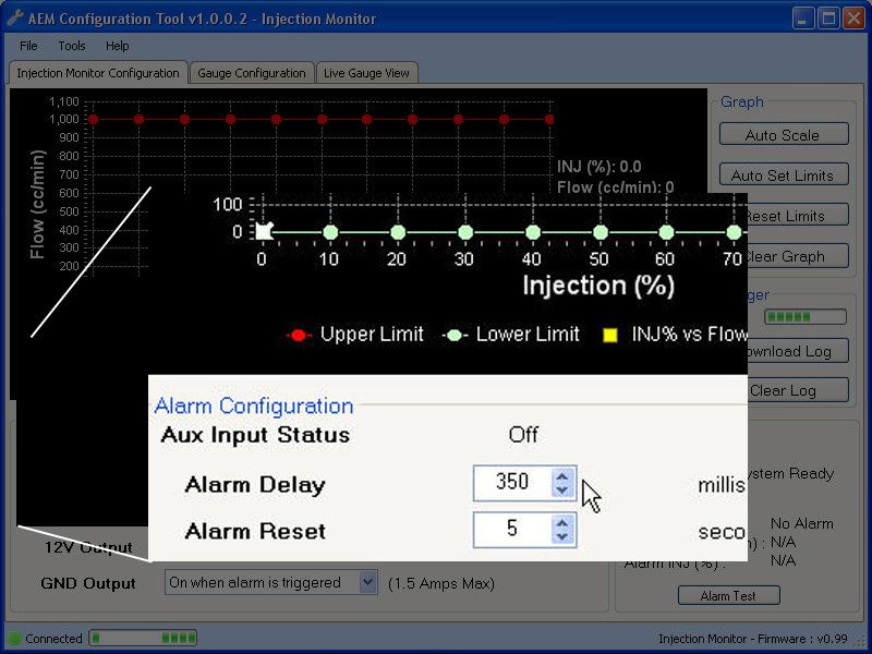 Once your flow curve is established, set your high and low flow limit 