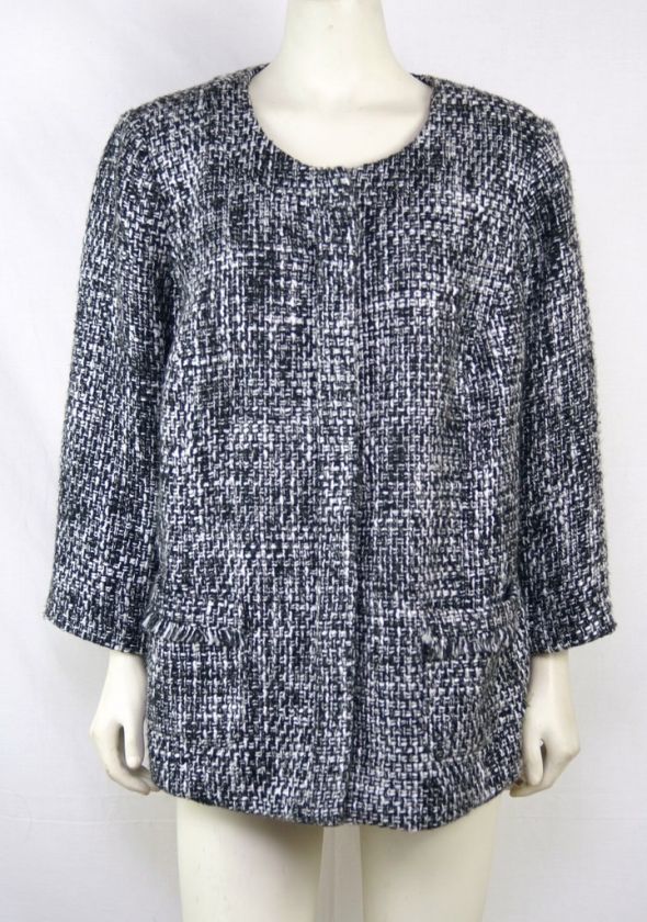   Plus Sz 16W/1X Black/White Weave Dress Jacket/Coat NWT $89 JU  