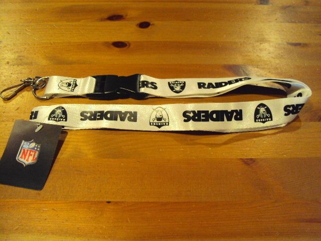 OAKLAND RAIDERS Logo NFL Retro White 26 x 1 Lanyard Keychain NEW 