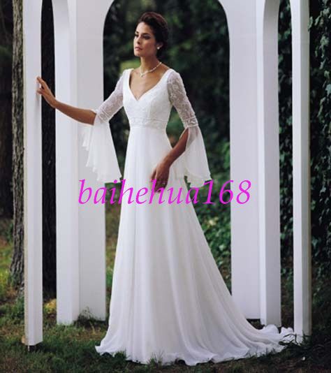 Long Sleeve White Wedding dresses Bridal Gowns All Size  