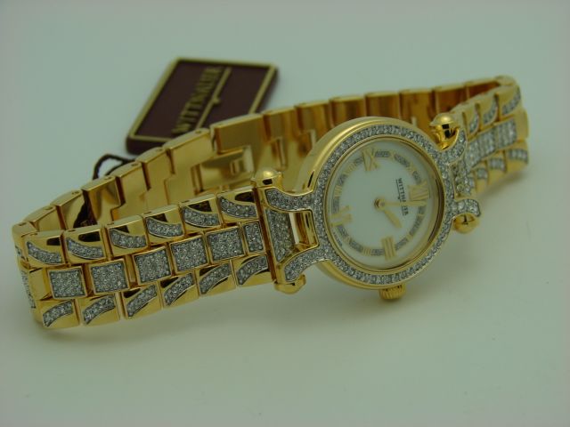 Wittnauer Ladies 12L105 Gold Tone Crystal Watch  