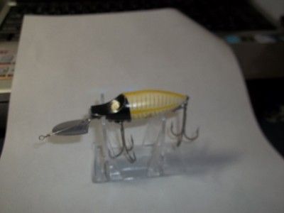 VINTAGE HEDDON GO DEEPER RIVER RUNT BLACK HEAD/YELLOW  