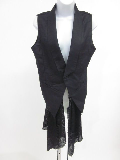 DEAR Black Sleeveless Asymmetrical Vest Top Sz M  